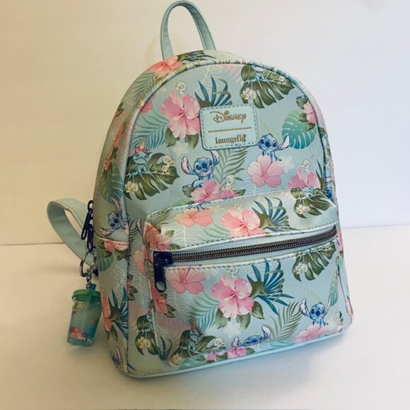 Loungefly Disney Stitch Tropical Hibiscus Floral Monstera leaf Mini Backpack EUC main image 10